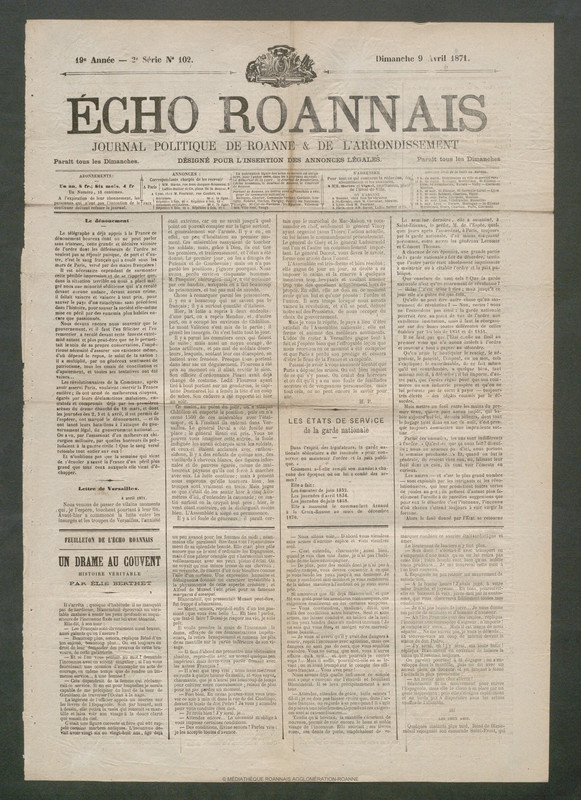 L'Écho Roannais du 09 avril 1871