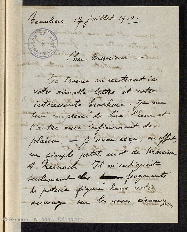 AVENEAU DE LA GRANCIERE, Paul François Marie (Lettre 07 du 17/07/1910)