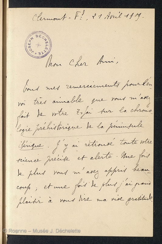 AUDOLLENT, Auguste (Lettre 18 du 21/04/1909)