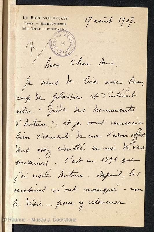 AUDOLLENT, Auguste (Lettre 13 du 17/08/1907)
