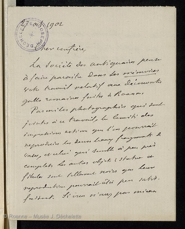 BARTHELEMY, Anatole de (Lettre 04 du 27/10/1902)