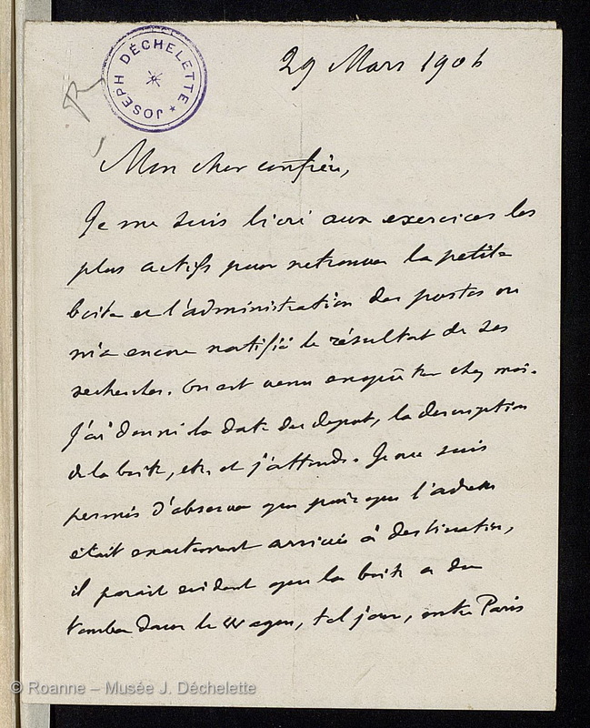 BARTHELEMY, Anatole de (Lettre 08 du 29/03/1904)