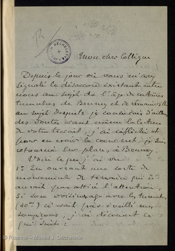 BEAUPRE, Jules de, comte (Lettre 04 du 29/05/1907)