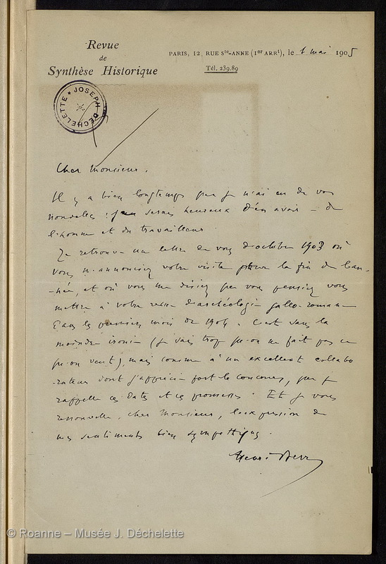 BERR, Henri (Lettre 5 du 01/05/1905)
