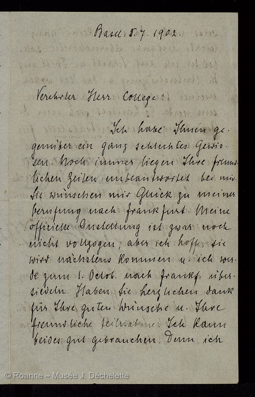 DRAGENDORFF, Hans (Lettre 15 du 05/07/1902)