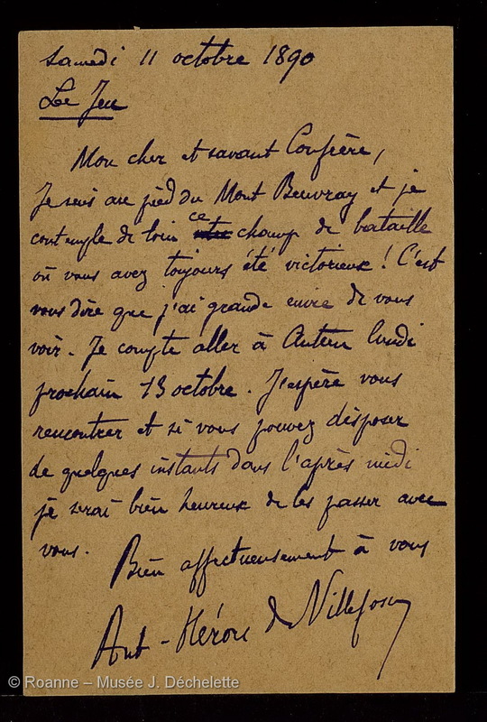 HERON de VILLEFOSSE, Antoine (Lettre 52 du 11/10/1890)