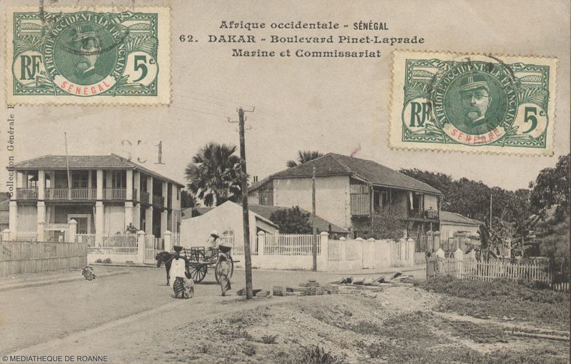 Afrique occidentale. SENEGAL. DAKAR. Boulevard Pinet-Laprade - Marine et Commissariat.