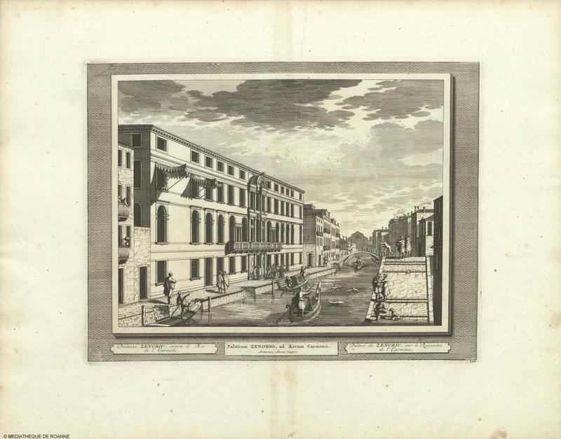 Palazzo ZENOBIO, sopra il Rio de l' Carmine = Palatium ZENOBIO, ad Rivum Carminis = Palais de ZENOBIO, sur le  Ruisseau de l' Carmine