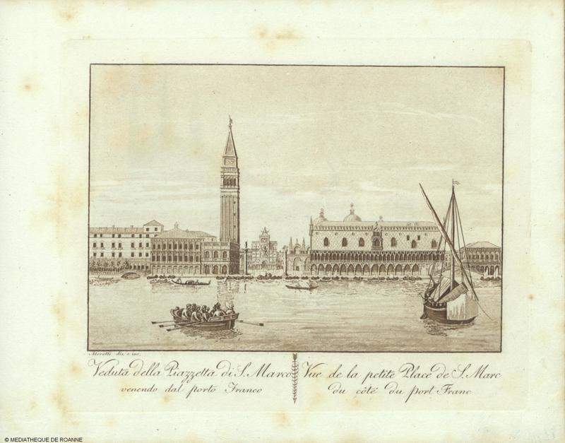 Veduta della Piazzetta di S. Marco venendo dal porto Franco = Vue de la petite Place de S. Marc du côté du port Franc