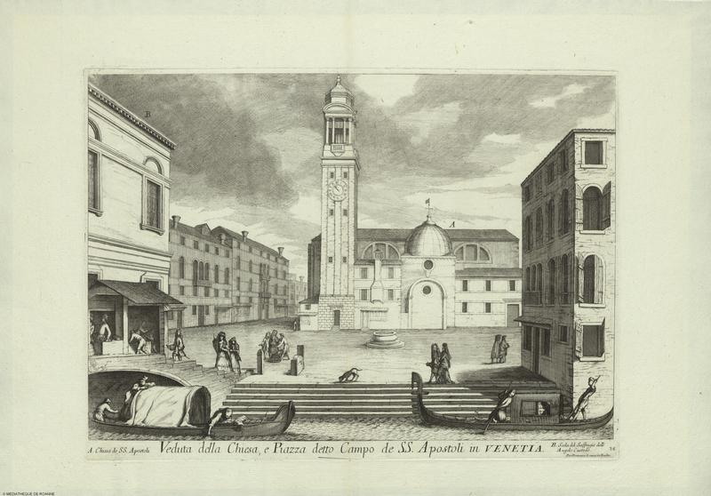 Veduta della Chiesa, e Piazza detto Campo de S.S. Apostoli in Venetia