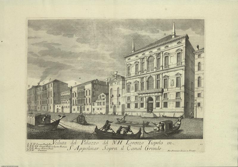 Veduta del Palazzo del N.H. Lorenzo Tiepolo in S. Appolinar Sopra il Canal Grande.