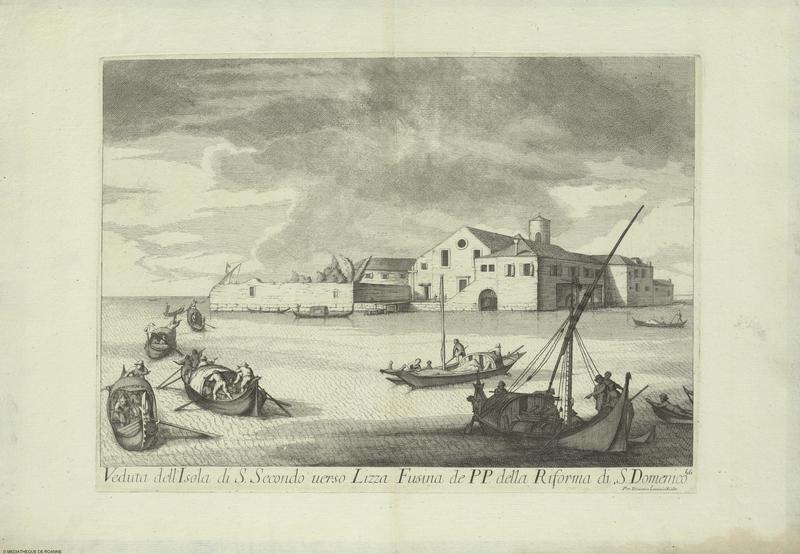 Veduta dell' Isola di S. Secondo uerso Lizza Fusina de PP.  Della Riforma di S. Domenico.