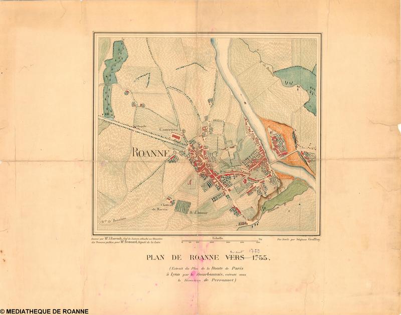 Plan de la ville de Roanne vers 1755 [i.e avant 1750]