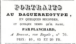 Annonce pour portraits daguerréotypes